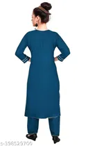 Rayon Embroidered Kurta with Pant for Women 