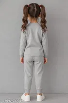 Cotton Blend Clothing Set for Girls, Grey 