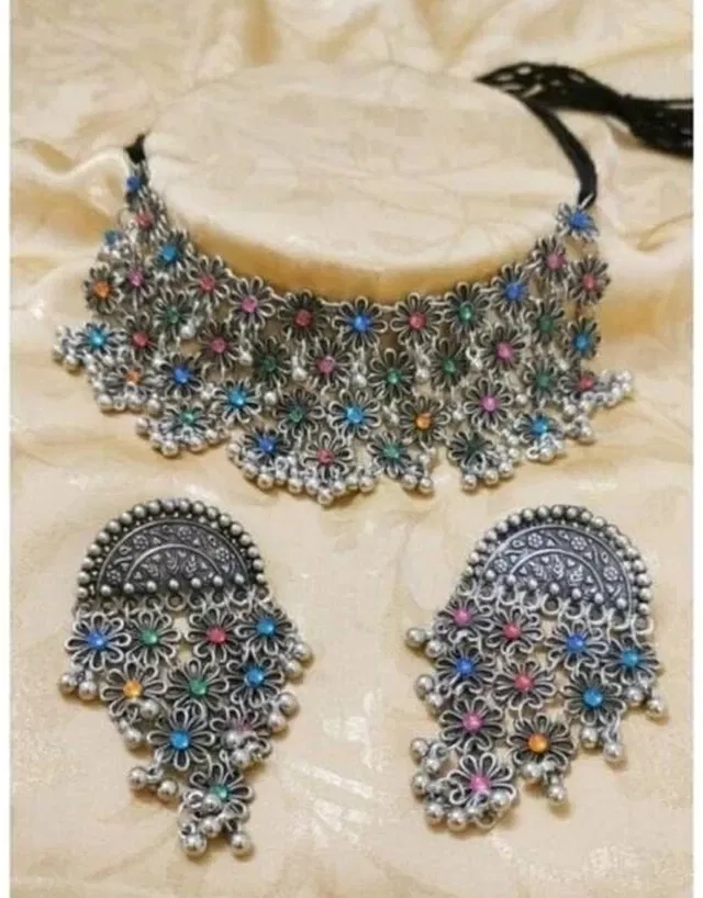 Designer Necklace with Earrings Set for Women & Girls (Multicolor, Set of 1)