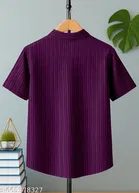Striped Cotton Blend Mandarin T-Shirt for Boys 