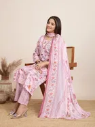 Cotton Printed Kurta with Pant & Dupatta for Women 