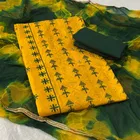100% Cotton Embroidery Unstitched Suit (Yellow & Green, Free size)