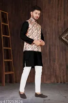 Cotton Kurta Set with Koti for Men 