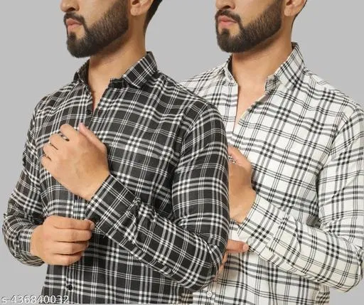 Cotton Blend Checked Shirts for Men, Multicolor (XXL)