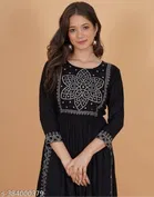 Rayon Printed Kurti for Women, Black 