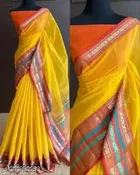 Kota Doria Cotton Silk Saree With Unstitched Blouse Piece for Women 