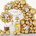 62 Pcs 5th Birthday Decoration kit, Golden, Set of 1