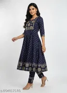 Embroidered Art Silk Gown Kurta Set for Women 