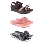 Combo of Heels with Slippers & Flats for Women (Multicolor, 7) (Pack of 3)