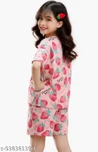 Cotton Blend Night Suit for Girls 