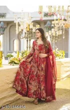 Animal Print Anarkali Above Knee Rayon Gown for Women 