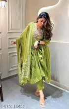 Printed Acrylic Kurta Set for Women 