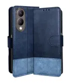 Artificial Leather Flip Cover For Vivo V2315 / Y28 5G / Y17S (Blue)