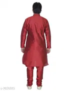 Dupion Silk Solid Kurta with Pyjama for Men 
