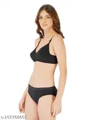 Cotton Blend Solid Lingerie Set for Women 