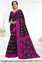 Cotton Silk Embroidered Saree for Women (Purple, 6.3 m)