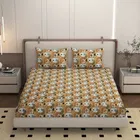 YS COTTON FEEL DOUBLE BEDSHEET ABSTRACT FLORAL 88x88INCH BROWN