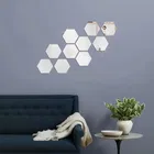 Mirror Finish Wall Stickers & Wallpapers, Hexagon Silver - 3D Acrylic Decorative Mirror Stickers For Home, Almira, Bedroom, Living room, Kitchen, Bathroom, Festivals Etc, Pack of 10