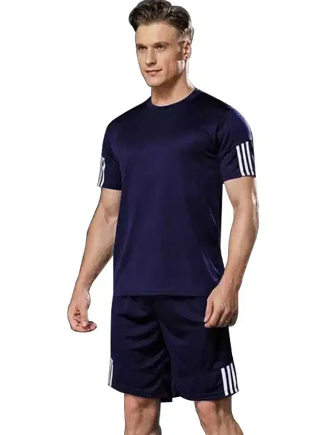 Ruggstar Polyester Mens Tracksuit (Navy Blue, XL) (R-12)