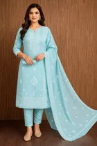 Organza Embroidered Unstitched Suits Fabric for Women 