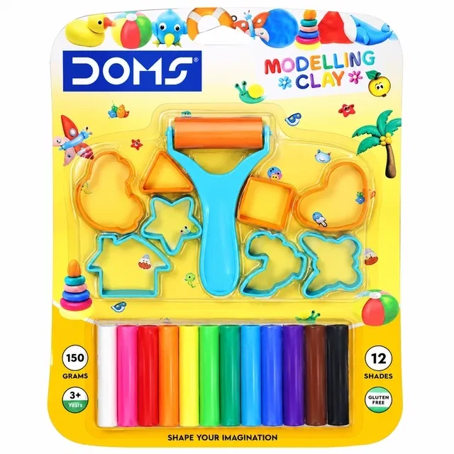 DOMS Modelling Clay and Mould (12 Shades , Pack of 1)