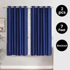 Polyester Blackout Plain Blue Window Curtain 5ft Combo 