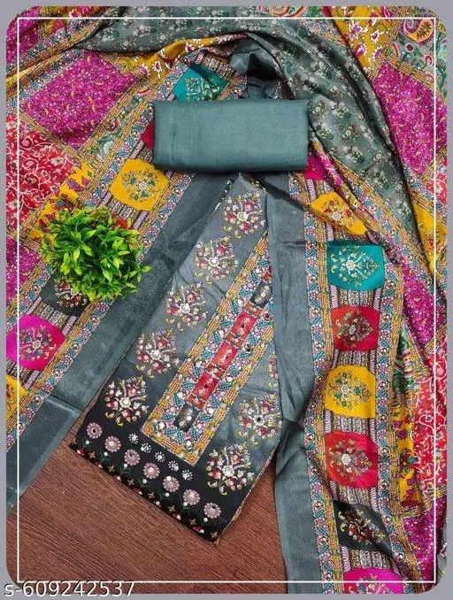 Printed Patiala Suits for Women (, 5.85 meter (S)) (Grey, 6.85 meter (3XL)