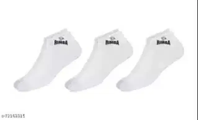 Solid Socks for Men & Women (White) (Set of 3)