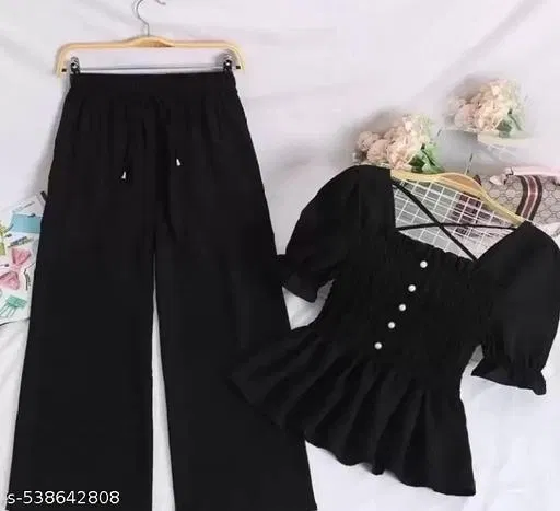 MOTI TOP AND PALAZZOS for Kids (Black, 9-10 Years)