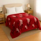 Super Soft Red Flannel Printed Blanket for Winter  1Kg Double Bed Floral 88x90inch