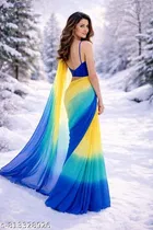 Two Shade Colour Combination Georgette Saree for Women 