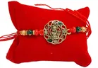 Metal Rakhi with Greeting Card & Roli Chawal 