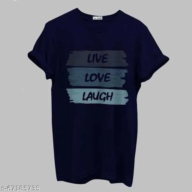Ruggstar Casual Printed Round Neck T-Shirt For Men (Navy, M)