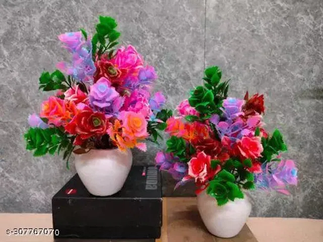 Plastic Artificial Flower (Multicolor, Pack of 2)