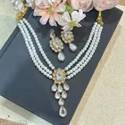 Kundan Pearl Beaded Jewellery Set for Women, White