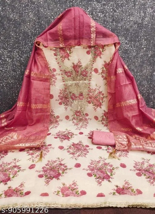 Silk Blend Punjabi/All Over Suits Semi-Stitched Suits (7.05 meter for Women (4XL)