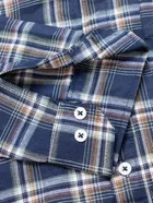Cotton Blend Checkered Shirt for Men, Navy Blue 