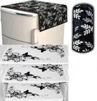 PVC Printed Fridge Top Cover with 3 Pcs Shelf Mats & Handle Cover 