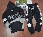 Fleece Printed Tracksuit for Men (Black, M)