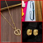 Combo of Pendant with Thread Bracelet & 1 Pair Earrings for Women 