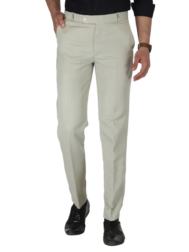 Slim Fit Solid Formal Trouser for Men (Mint Green, 30)