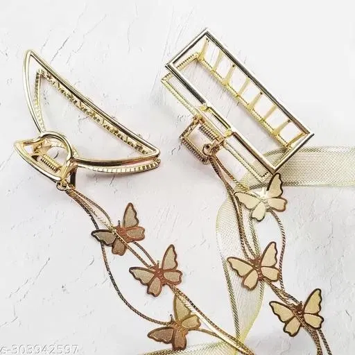 Gold Hair Clips & Hair Pins for Women (Gold, 2 Pcs)