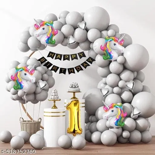 62 Pcs 1st Birthday Decoration kit, Multicolour, Set of 1