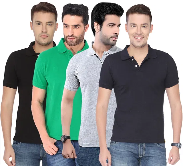 Polo Solid T-shirt Pack of 4 for Men (Multicolor, XXL)
