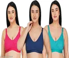 Cotton Blend Solid Non Padded Bra for Women 