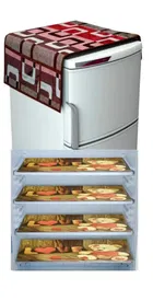 Knit Printed Fridge 4 Pcs Mat with Top Cover 