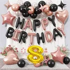 8th Happy Birthday Balloon Decoration Kit ,Rose Gold & Black Set Of 1