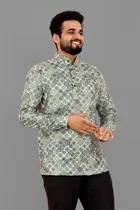 Cotton Blend Printed Kurta for Men 
