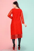 Net Kurti for Women,  Red  