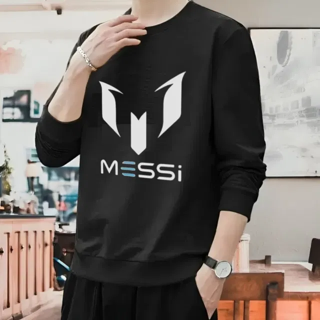 Cotton Blend Round Neck T-Shirt for Men (Black, L)